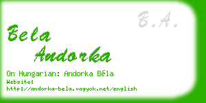 bela andorka business card