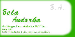 bela andorka business card